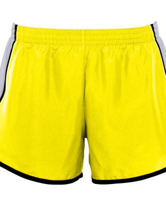 Augusta Sportswear 1266 Girls' Pulse Team Short in Power yellow/ white/ black