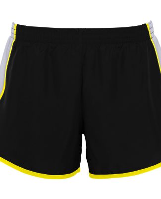 Augusta Sportswear 1266 Girls' Pulse Team Short in Black/ white/ power yellow