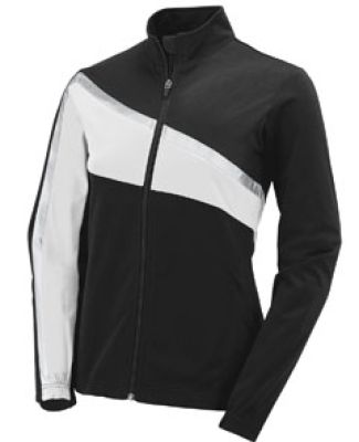 Augusta Sportswear 7736 Girls' Aurora Jacket in Black/ white/ metallic silver