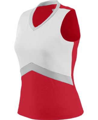 Augusta Sportswear 9200 Women's Cheerflex Shell in Red/ white/ metallic silver