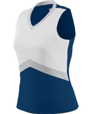 Augusta Sportswear 9200 Women's Cheerflex Shell in Navy/ white/ metallic silver