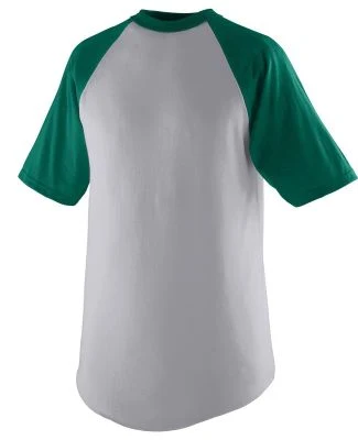 Augusta Sportswear 424 Youth Short Sleeve Baseball in Athletic heather/ dark green