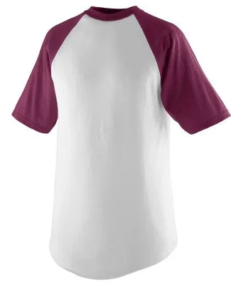 Augusta Sportswear 424 Youth Short Sleeve Baseball in White/ maroon