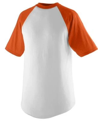 Augusta Sportswear 424 Youth Short Sleeve Baseball in White/ orange