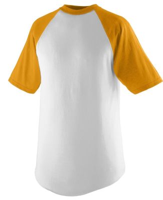Augusta Sportswear 424 Youth Short Sleeve Baseball in White/ gold