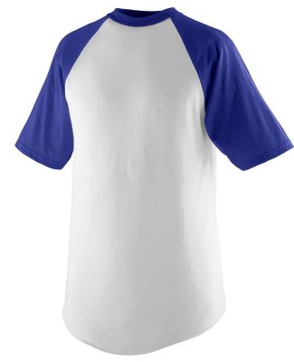 Augusta Sportswear 424 Youth Short Sleeve Baseball in White/ purple