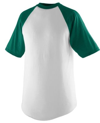 Augusta Sportswear 424 Youth Short Sleeve Baseball in White/ dark green