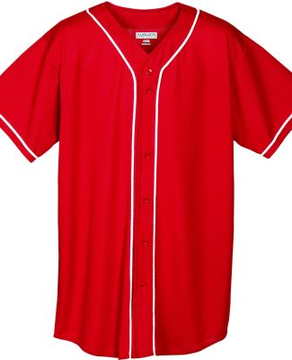 Augusta Sportswear 594 Youth Wicking Mesh Button F in Red/ white