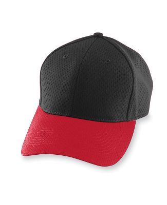 Augusta Sportswear 6235 Athletic Mesh Cap-Adult in Black/ red