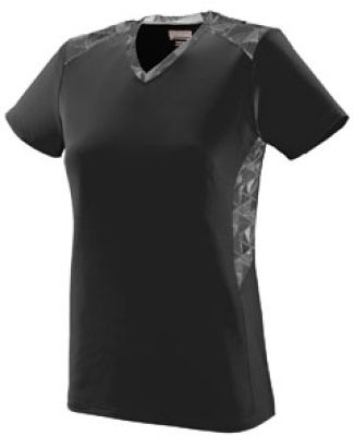 Augusta Sportswear 1361 Girls' Vigorous Jersey in Black/ black/ white print