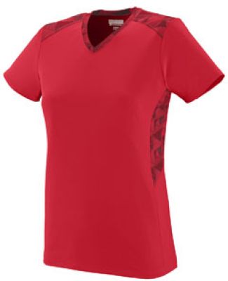 Augusta Sportswear 1361 Girls' Vigorous Jersey in Red/ red/ black print