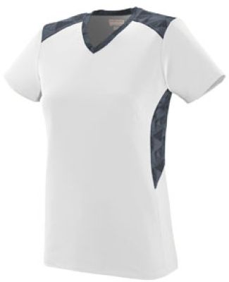 Augusta Sportswear 1361 Girls' Vigorous Jersey in White/ graphite/ black print