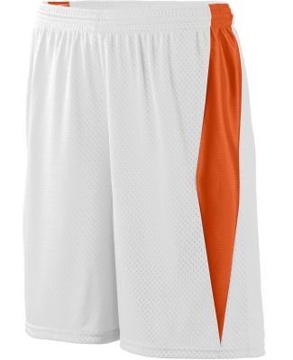 Augusta Sportswear 9736 Youth Top Score Short in White/ orange