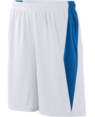 Augusta Sportswear 9736 Youth Top Score Short in White/ royal