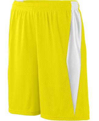 Augusta Sportswear 9736 Youth Top Score Short in Power yellow/ white