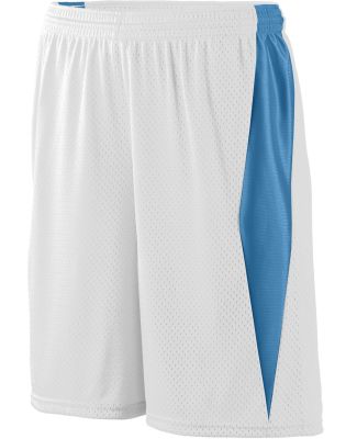 Augusta Sportswear 9736 Youth Top Score Short in White/ columbia blue