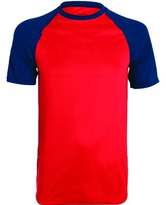 Augusta Sportswear 1508 Wicking Short Sleeve Baseb in Red/ navy