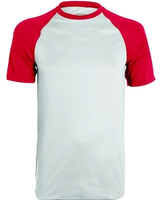 Augusta Sportswear 1508 Wicking Short Sleeve Baseb in White/ red