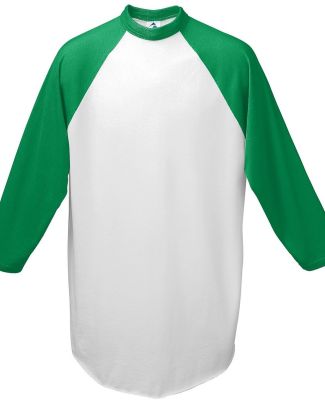 Augusta Sportswear 4421 Youth Three-Quarter Sleeve in White/ kelly