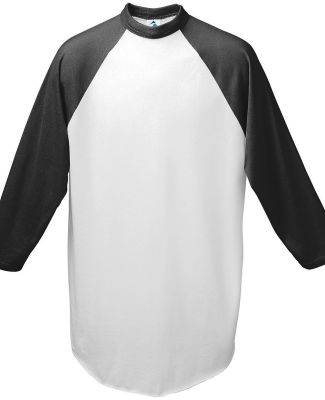 Augusta Sportswear 4421 Youth Three-Quarter Sleeve in White/ black