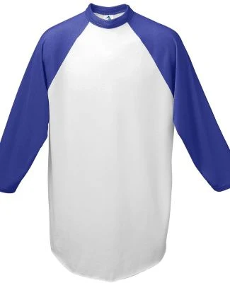 Augusta Sportswear 4421 Youth Three-Quarter Sleeve in White/ purple