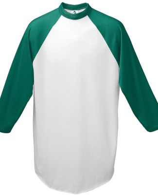 Augusta Sportswear 4421 Youth Three-Quarter Sleeve in White/ dark green