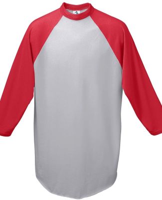 Augusta Sportswear 4421 Youth Three-Quarter Sleeve in Athletic heather/ red