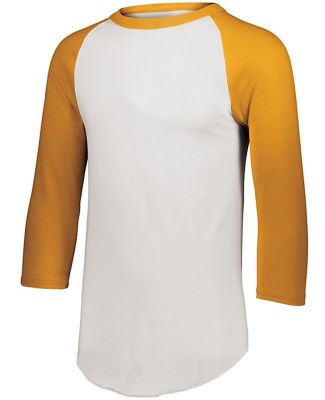 Augusta Sportswear 4421 Youth Three-Quarter Sleeve in White/ gold