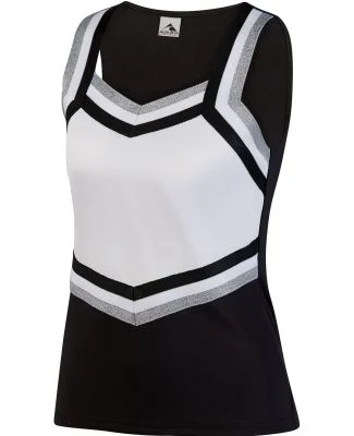 Augusta Sportswear 9141 Girl's Pike Shell in Black/ white/ metallic silver