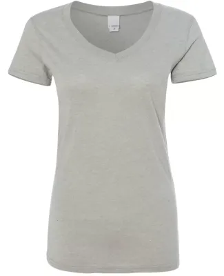 J America 8136 Women's Glitter V-Neck T-Shirt Oxford/ Silver