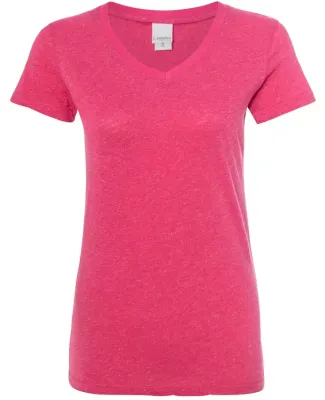 J America 8136 Women's Glitter V-Neck T-Shirt Wildberry/ Silver