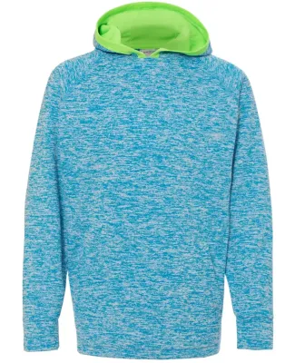 J America 8610 Youth Cosmic Fleece Hooded Pullover Electric Blue/ Neon Green