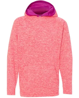 J America 8610 Youth Cosmic Fleece Hooded Pullover Fire Coral/ Magenta