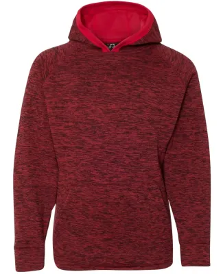 J America 8610 Youth Cosmic Fleece Hooded Pullover Red Fleck/ Red