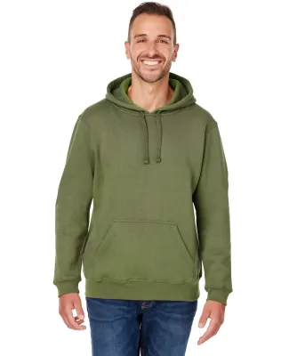 J America 8824 Premium Hooded Sweatshirt in Military green