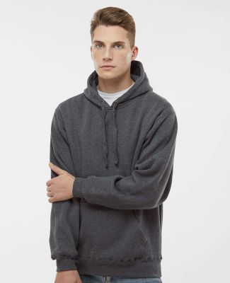 J America 8824 Premium Hooded Sweatshirt in Charcoal heather
