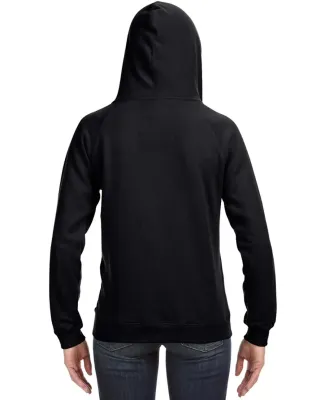 J America 8836 Women's Sueded V-Neck Hooded Sweats in Black