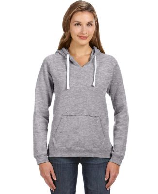 J America 8836 Women's Sueded V-Neck Hooded Sweats in Oxford