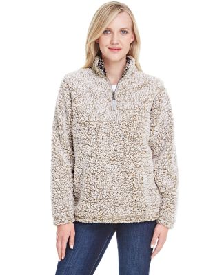 J America 8451 Women's Epic Sherpa Quarter-Zip Jac in Oatmeal heather