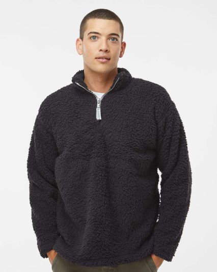 J America 8454 Epic Sherpa Quarter-Zip in Black solid