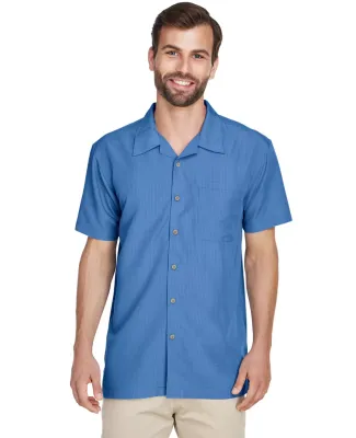 Harriton M560 Men's Barbados Textured Camp Shirt POOL BLUE