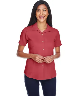 Harriton M570W Ladies' Bahama Cord Camp Shirt TILE RED