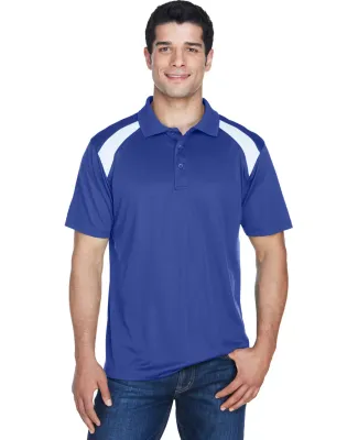 Harriton M318 Adult 4 oz. Polytech Colorblock Polo TRUE ROYAL/ WHT