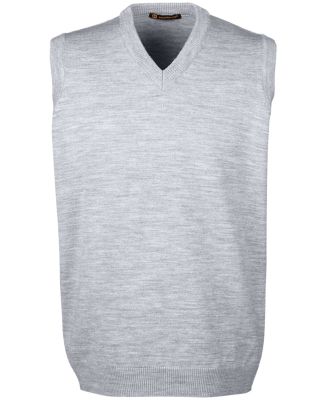 Harriton M415 Men's Pilbloc™ V-Neck Sweater Vest in Grey heather