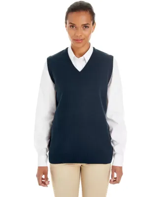 Harriton M415W Ladies' Pilbloc™ V-Neck Sweater V DARK NAVY