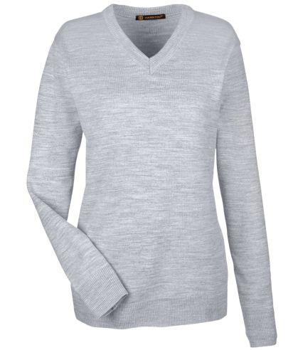 Harriton M420W Ladies' Pilbloc™ V-Neck Sweater in Grey heather