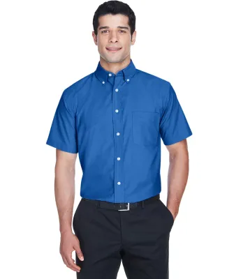 Harriton M600S Men's Short-Sleeve Oxford with Stai FRENCH BLUE