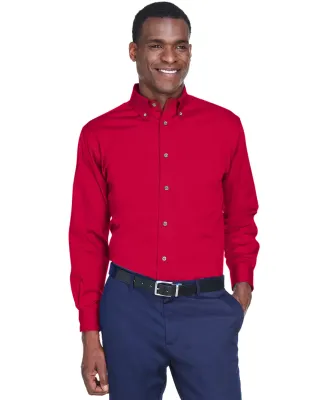 Harriton M500 Men's Easy Blend™ Long-Sleeve Twil RED