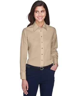 Harriton M500W Ladies' Easy Blend™ Long-Sleeve T STONE