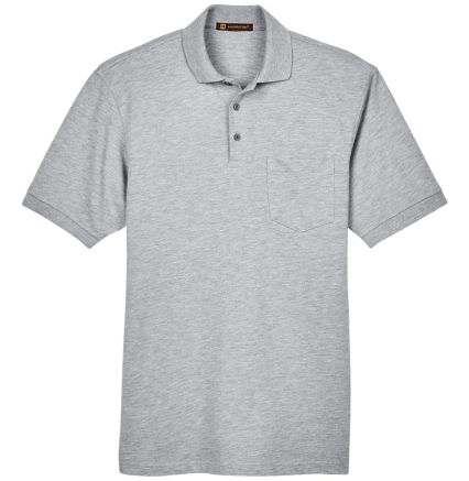 Harriton M265P Men's 5.6 oz. Easy Blend™ Polo wi in Grey heather